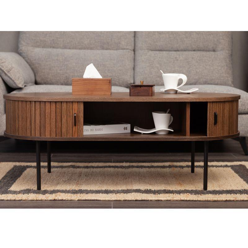 Mesa De Centro Oslo Puerta De Corredera Madera Color Café Moro 120 × 60 × 45 cm-4