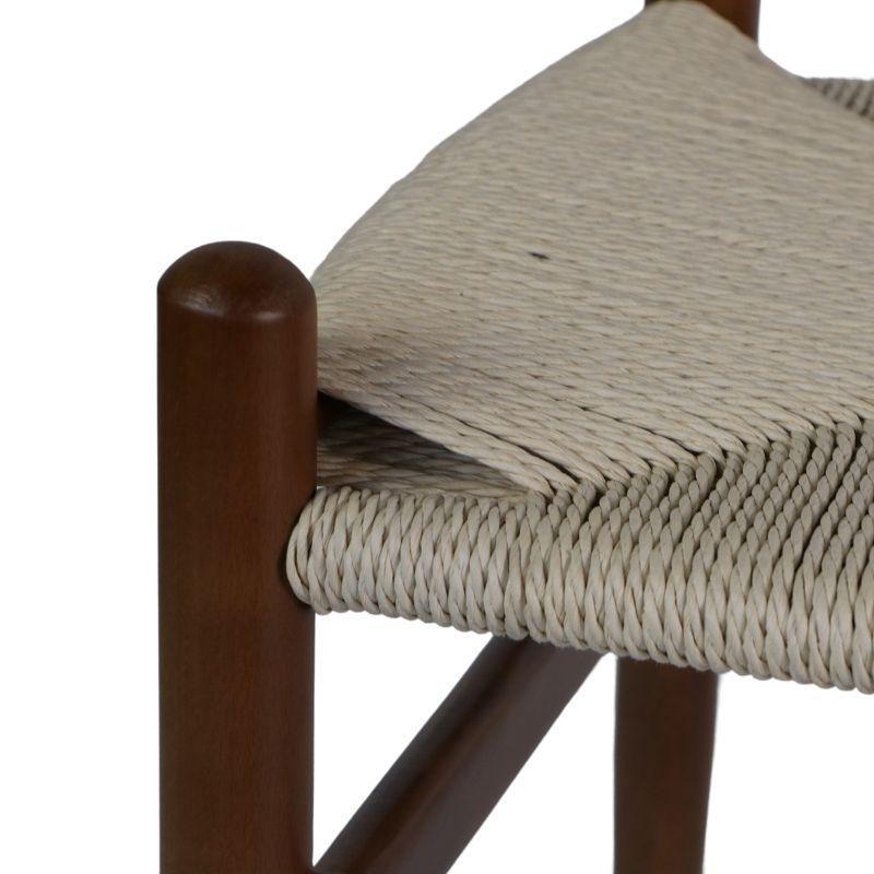 Silla Wishbone Madera de Haya Nogal y Cuerda Beige-6