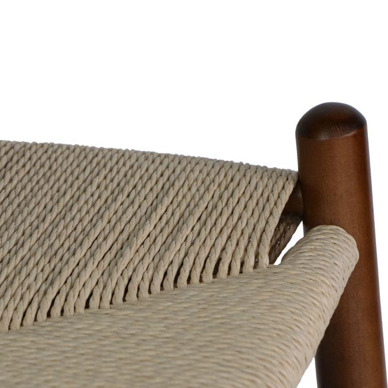 Silla Wishbone Madera de Haya Nogal y Cuerda Beige-7