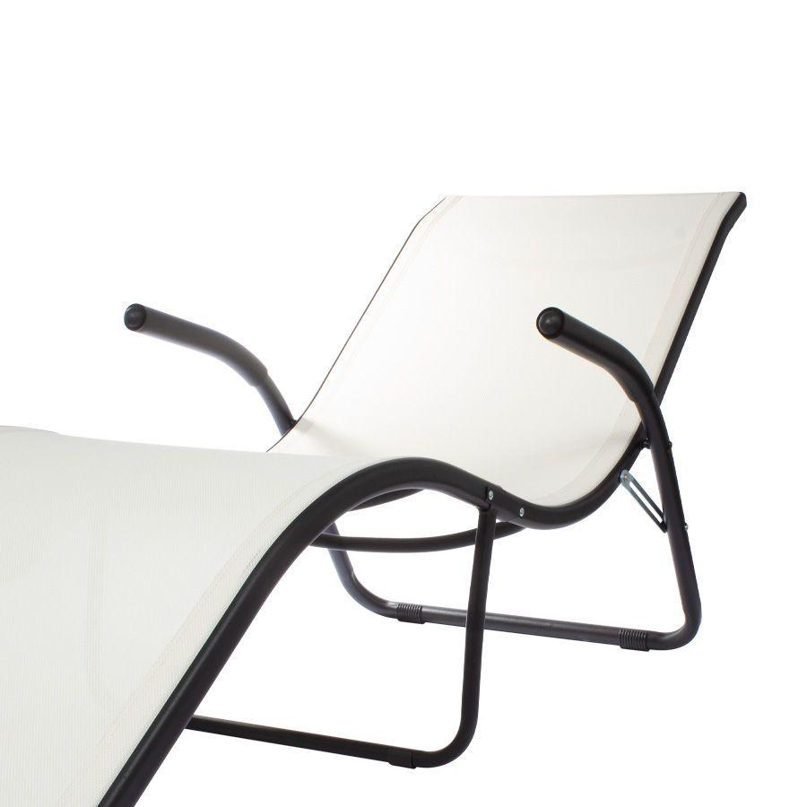 Reposera Wave Beige Aluminio Negro y Textilene  Liviana y Resistente para Exterior e Interior-2