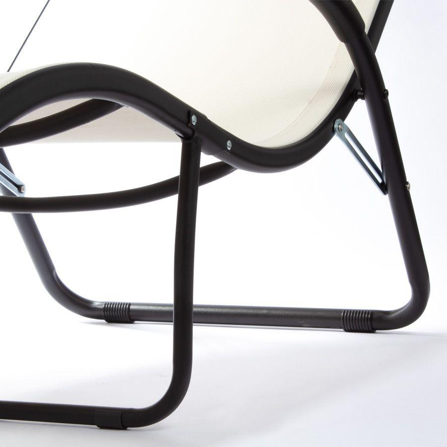 Reposera Wave Beige Aluminio Negro y Textilene  Liviana y Resistente para Exterior e Interior-3