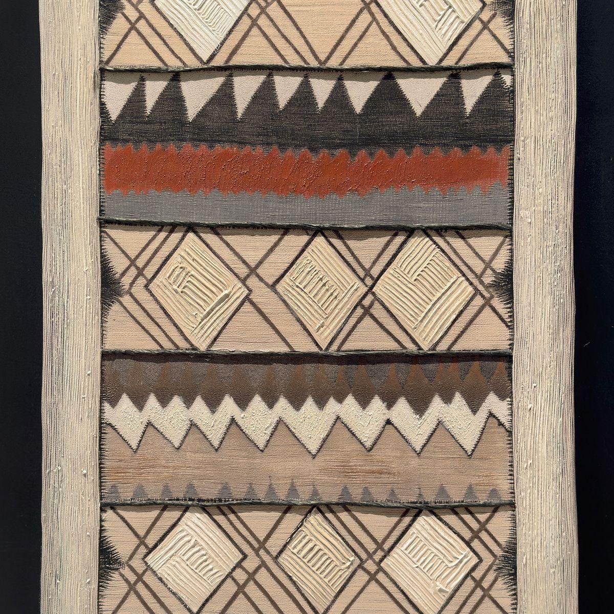 Cuadro Decorativo El Rauli Canvas HD Pintado a Mano con Aplicaciones en Textil Marco Negro 65x123 cm-3