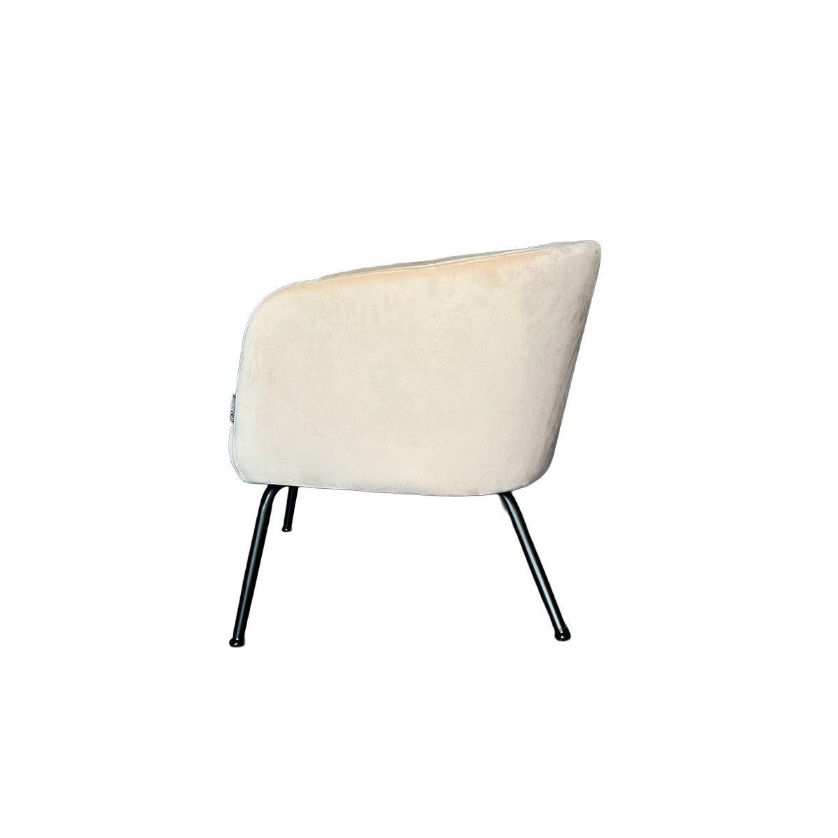 Poltrona Jacob Tela Beige Estructura Met lica Negra-3