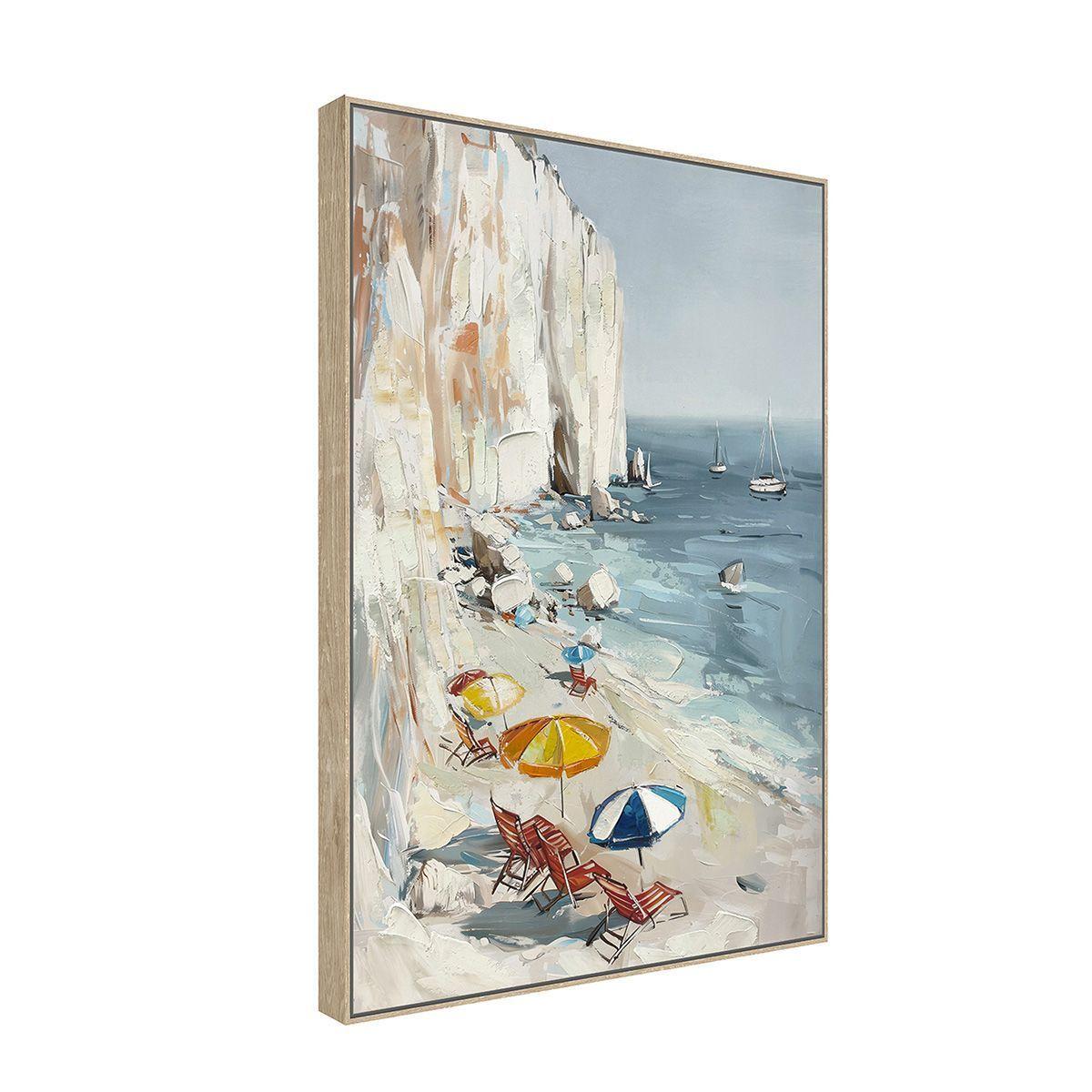 Cuadro La Playa canvas HD pintado a mano marco caramelo 70 x 100 cm-2