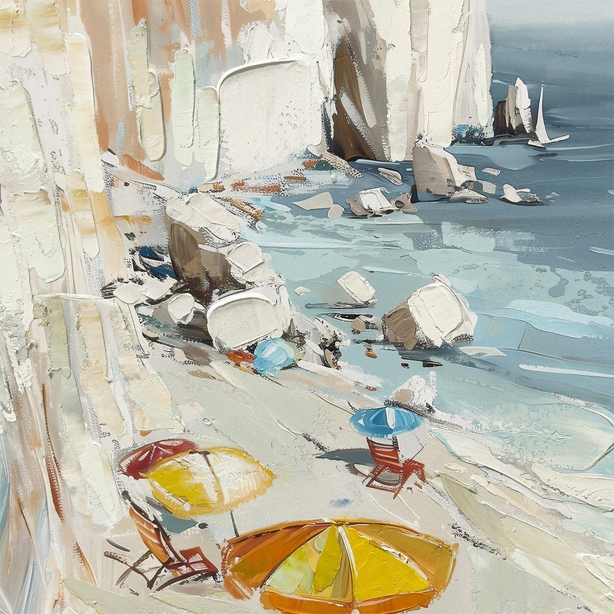 Cuadro La Playa canvas HD pintado a mano marco caramelo 70 x 100 cm-3