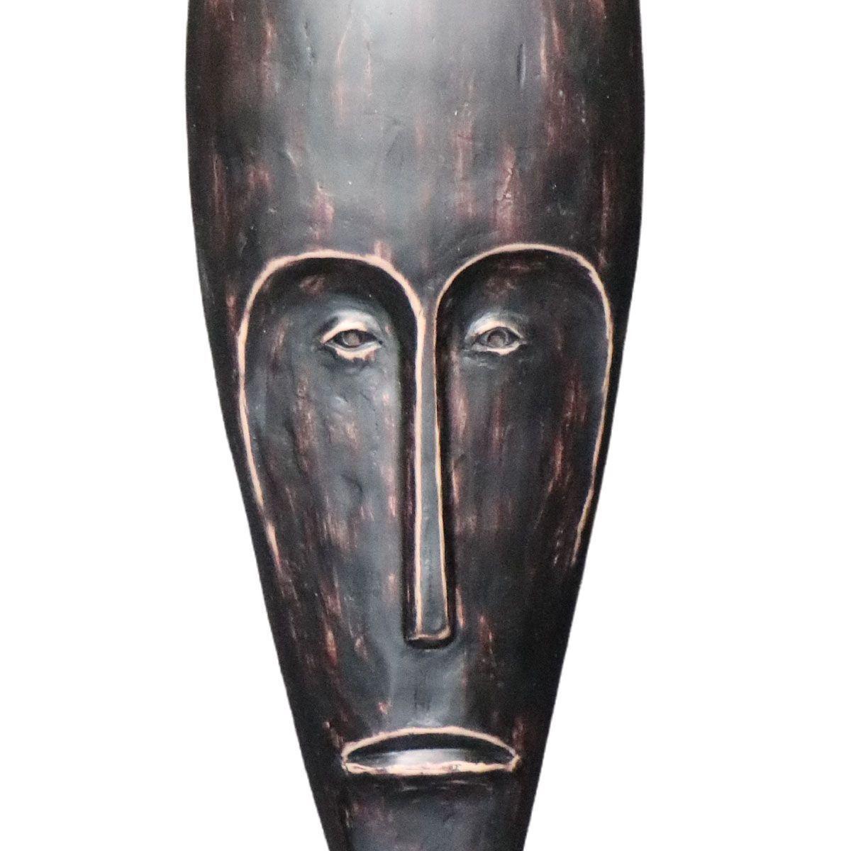 ADORNO MASCARA LARGA MAORI POLIRESINA PEDESTAL FIERRO NEGRA 22.5 x 9 x 60.5 CM-2