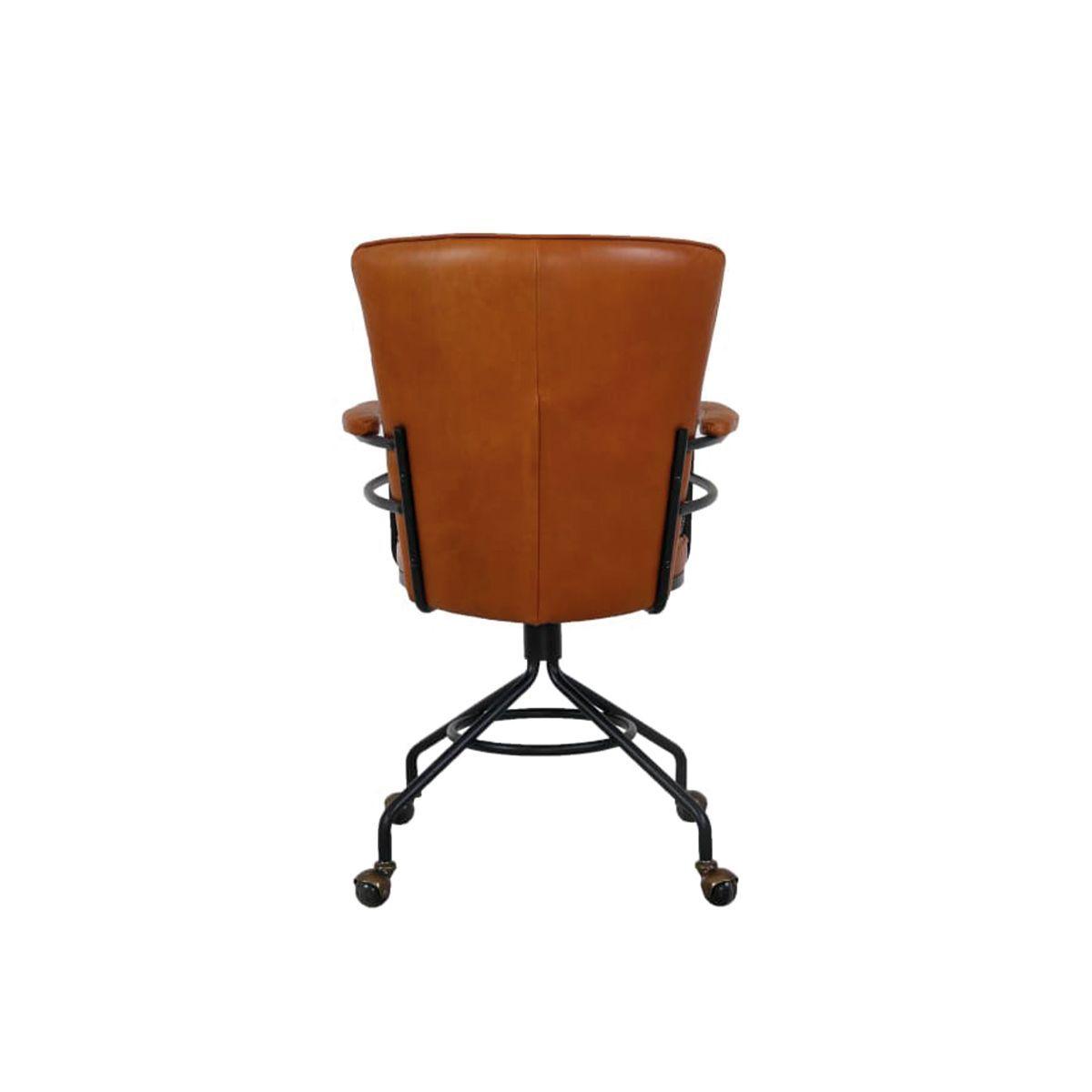 Silla Rudlof Giratoria Cuero Caramelo Estructura Met lica Negra 66 66 96 cm-3