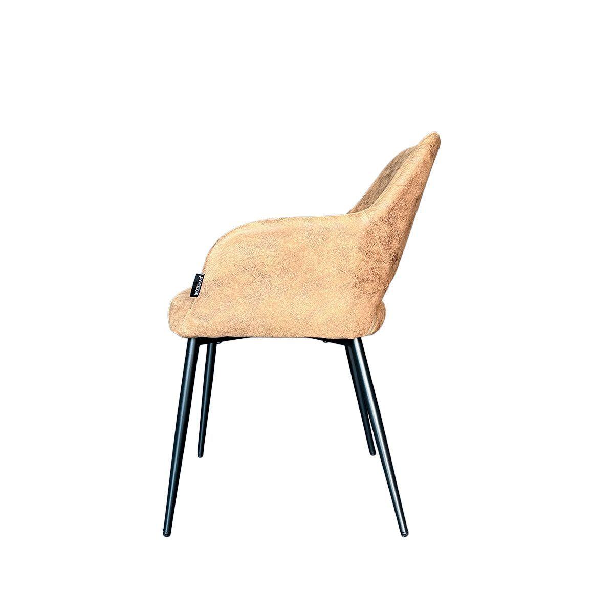 Silla Harry Tela Café Chocolate Estructura Metálica Negra-2