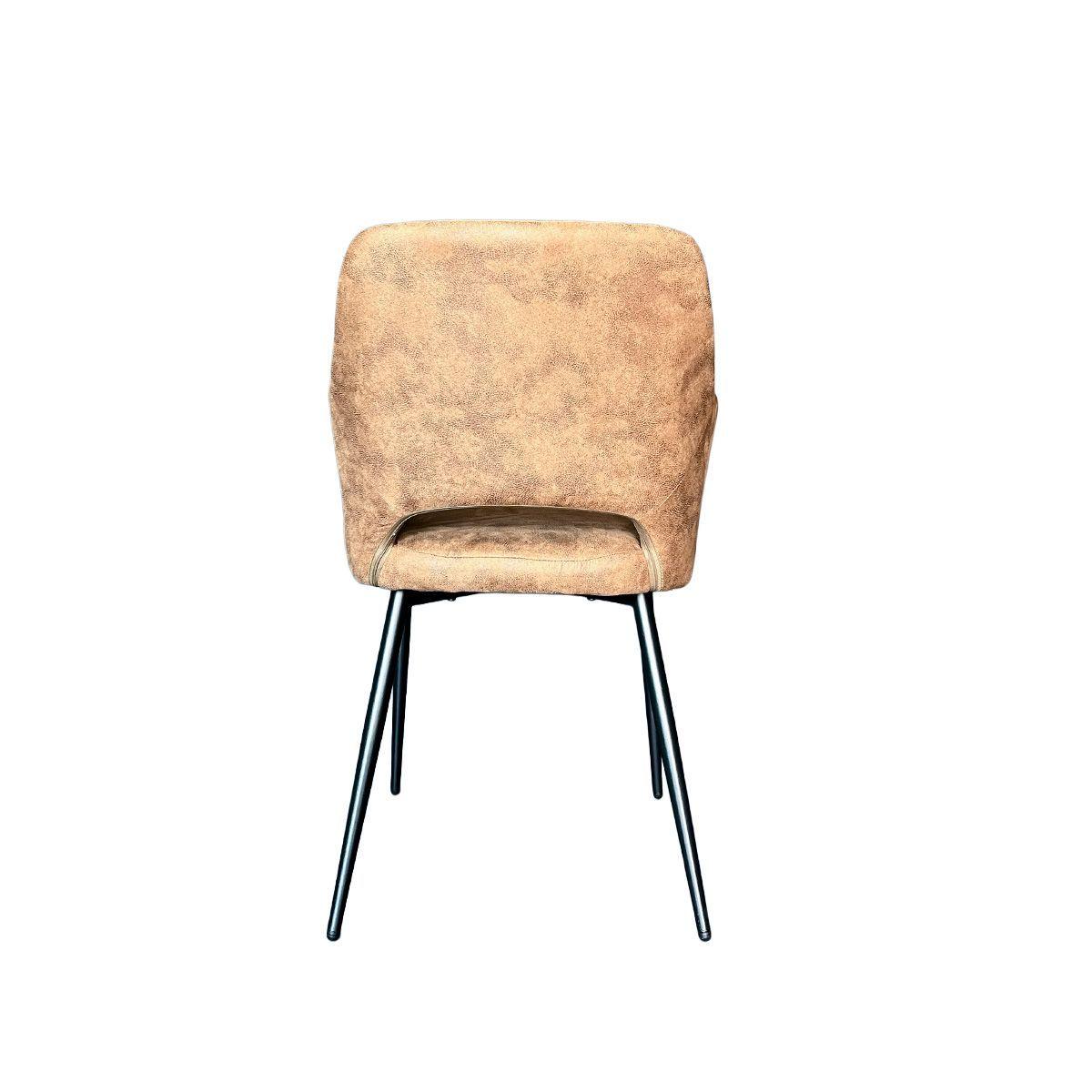 Silla Harry Tela Café Chocolate Estructura Metálica Negra-4