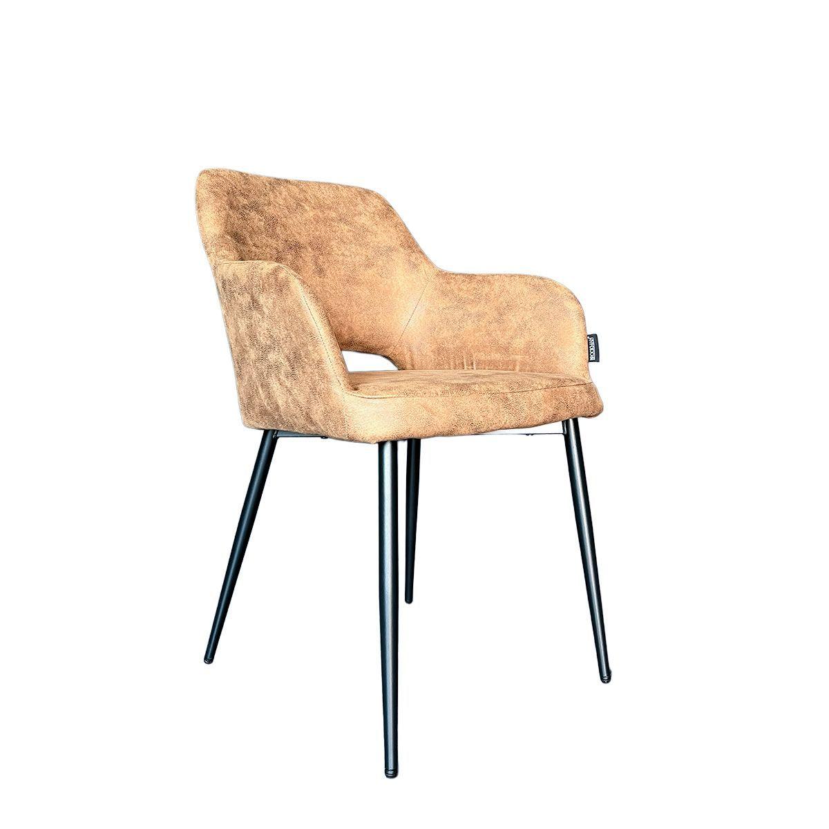 Silla Harry Tela Café Chocolate Estructura Metálica Negra-5