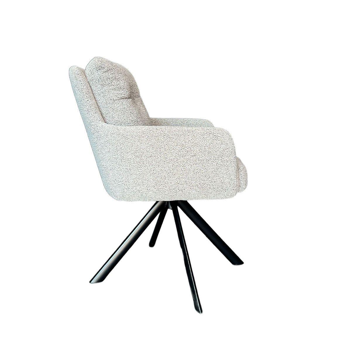 Silla Giratoria Liam Tela Gris Claro Estructura Metalica Negra-3