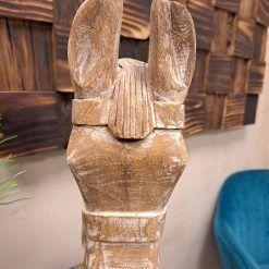 Escultura cabeza de caballo tallada en madera teca-6