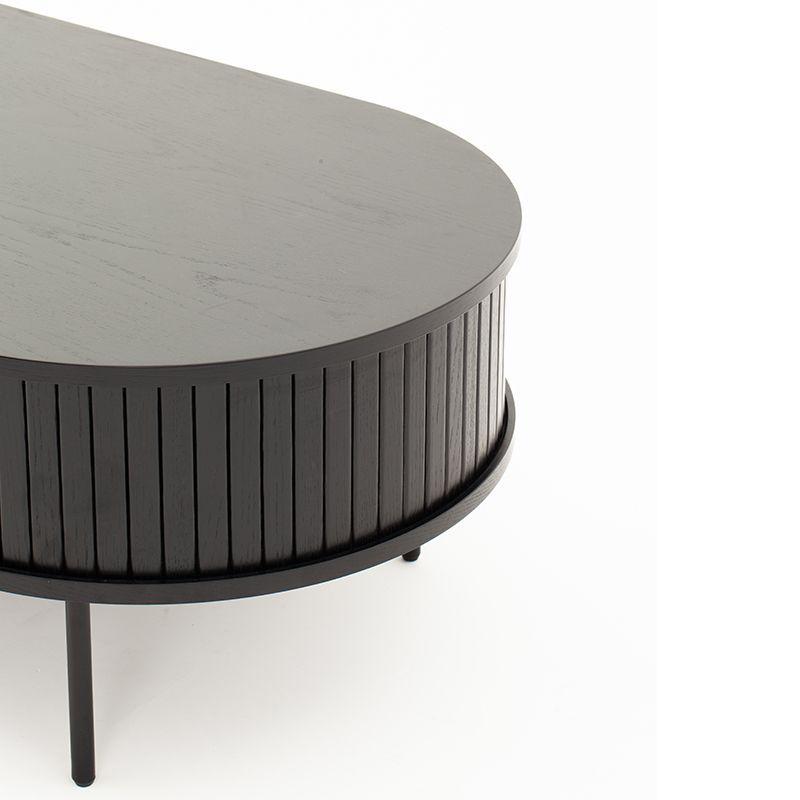 Mesa De Centro Oslo Puerta De Corredera Madera Color Negro 120 × 60 × 45 cm-6