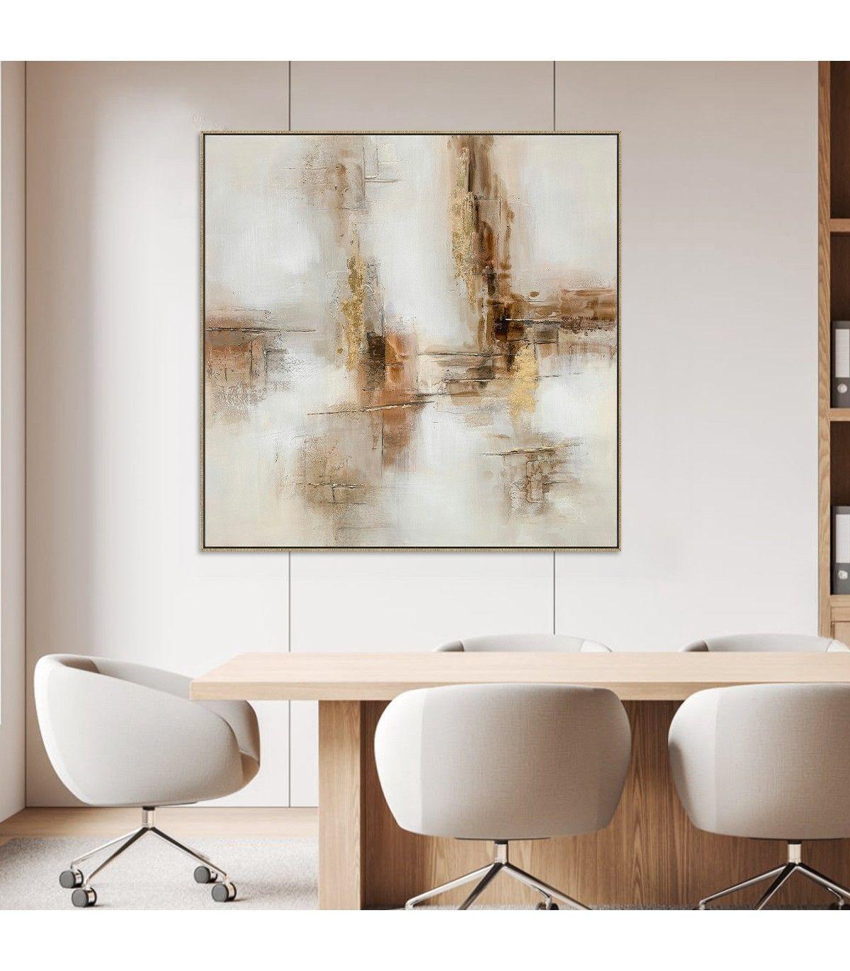 Cuadro Decorativo El Cañón  Canvas Pintado a Mano Marco Dorado 100x100 cm-1