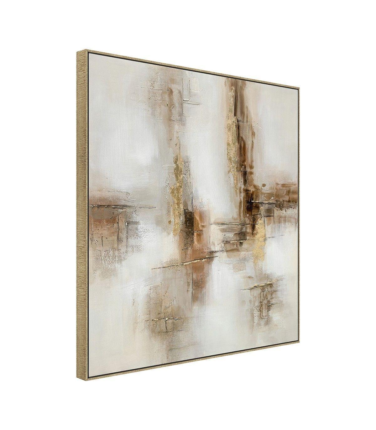 Cuadro Decorativo El Cañón  Canvas Pintado a Mano Marco Dorado 100x100 cm-2