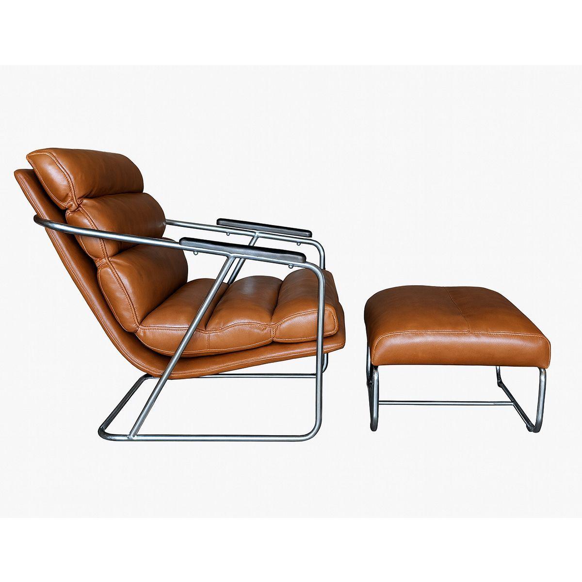 Poltrona Huaru en Ecocuero Café Caramelo con Apoya Pies  75x82 cm  52x50x34 cm -2