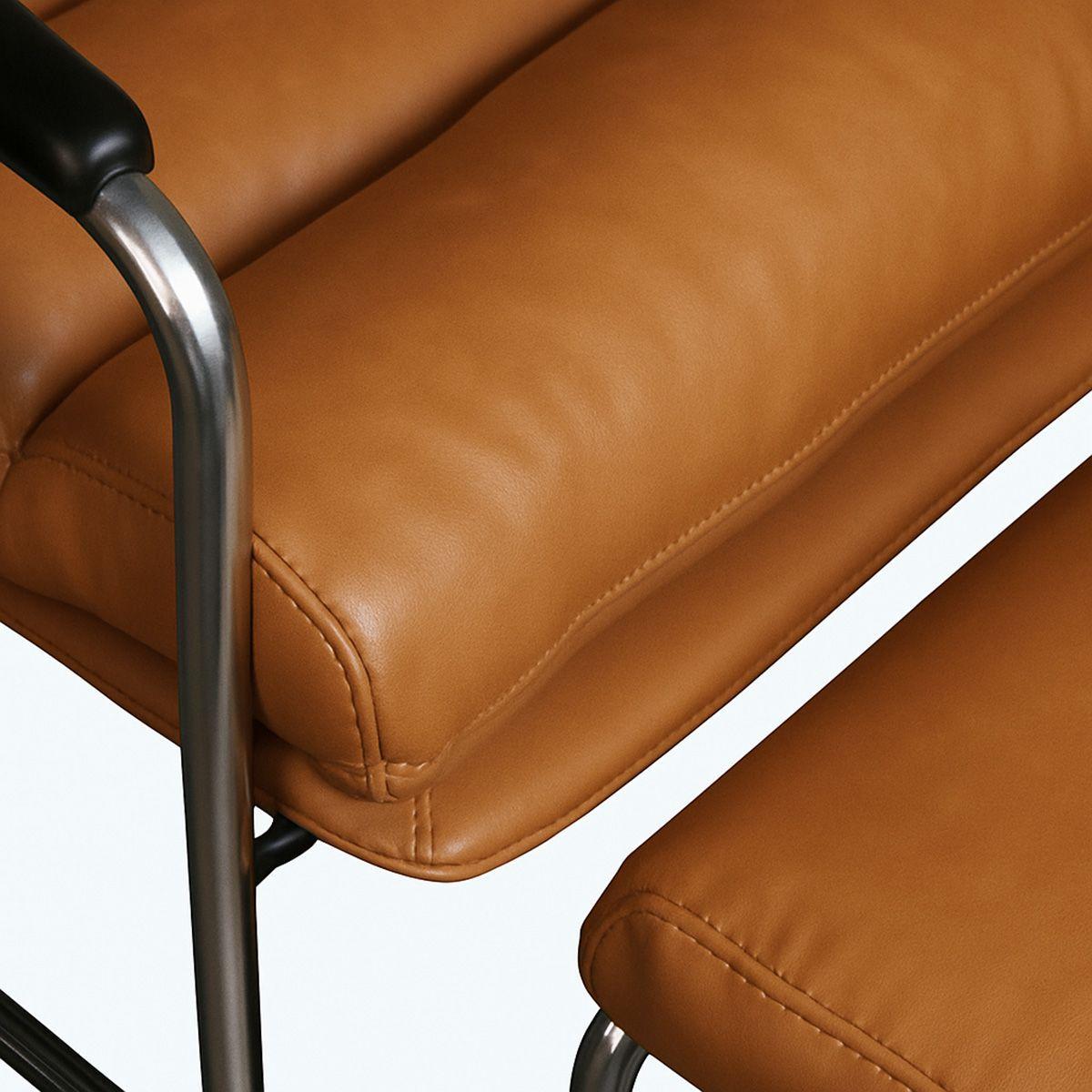 Poltrona Huaru en Ecocuero Café Caramelo con Apoya Pies  75x82 cm  52x50x34 cm -4