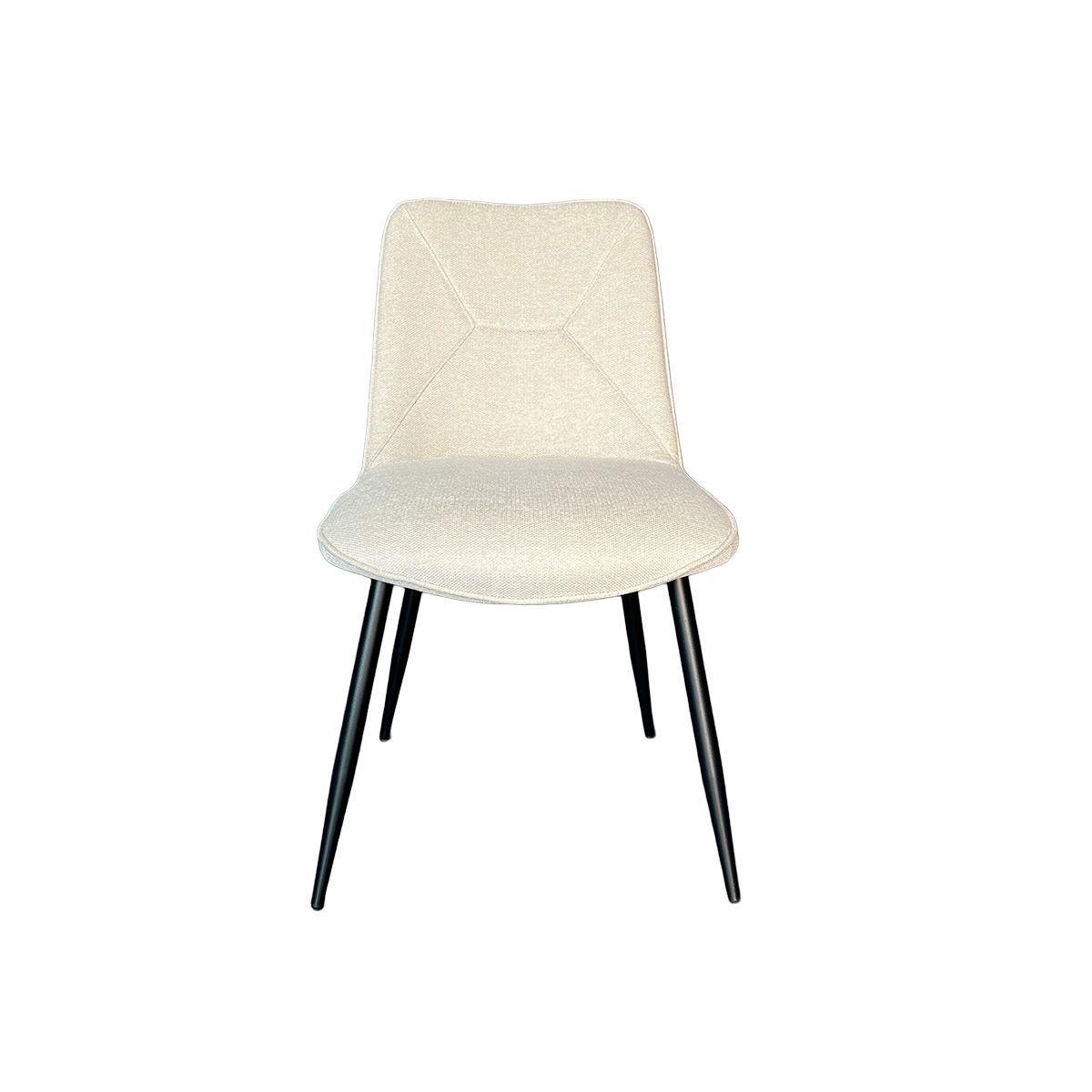 Silla Charlie Sin Brazo Tela Beige Estructura Metálica Negra-2