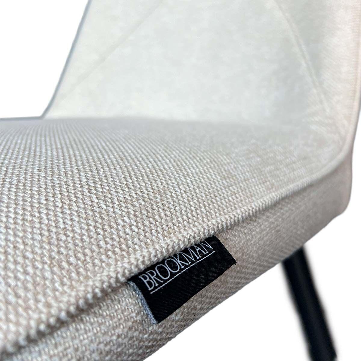 Silla Charlie Sin Brazo Tela Beige Estructura Metálica Negra-4