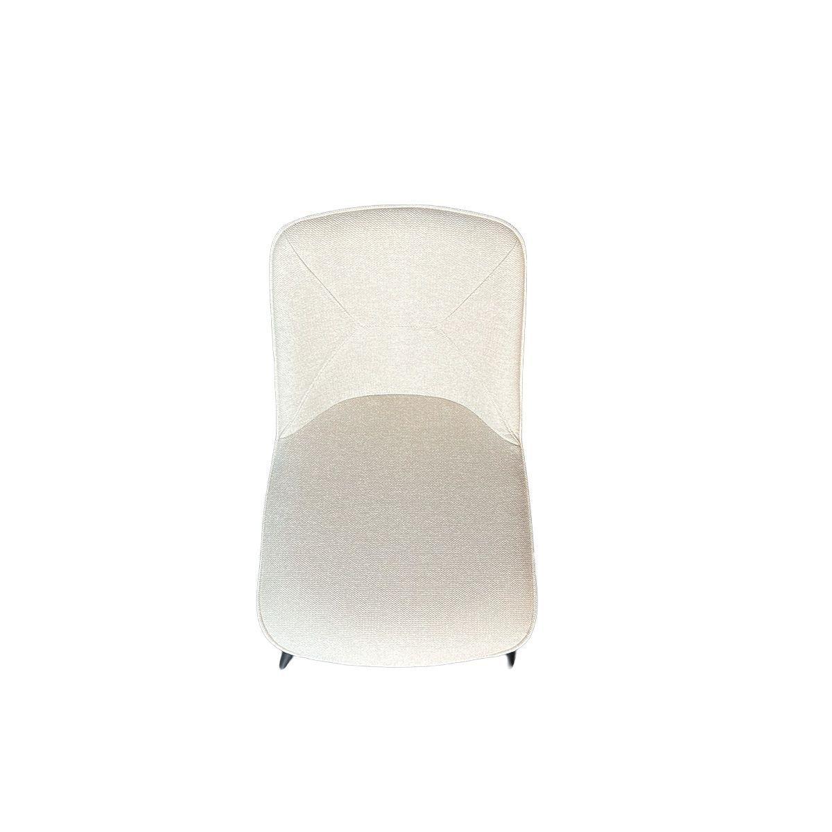 Silla Charlie Sin Brazo Tela Beige Estructura Metálica Negra-6