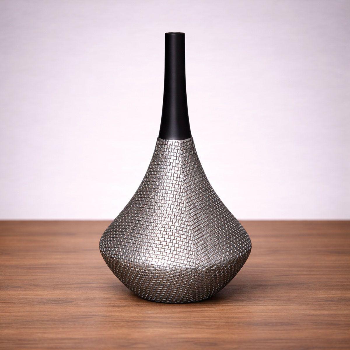 ADORNO LIBANES PLATA/NEGRO POLIRESINA 25 x 25 x 44 CM-1