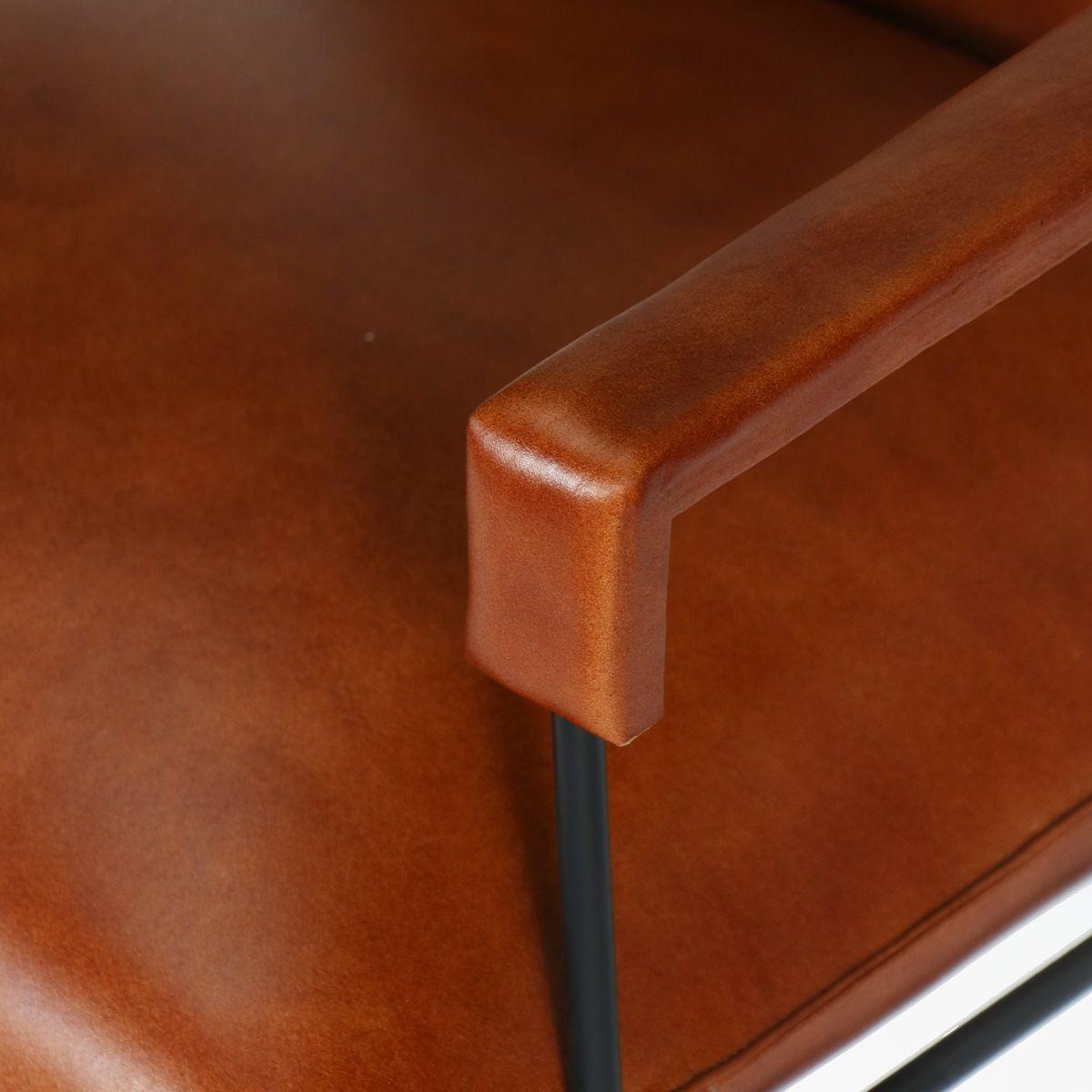 Sitial Borja de Cuero Natural Top Grain Caramelo 58x69x84 cm-5