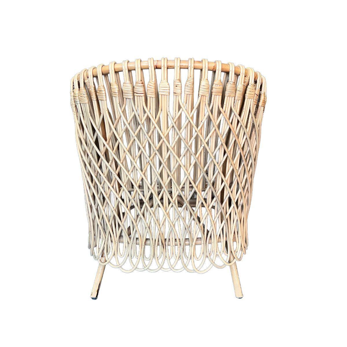 Sitial Nuzi de Rattan Natural con Cojin Gris para Living y Dormitorio-5