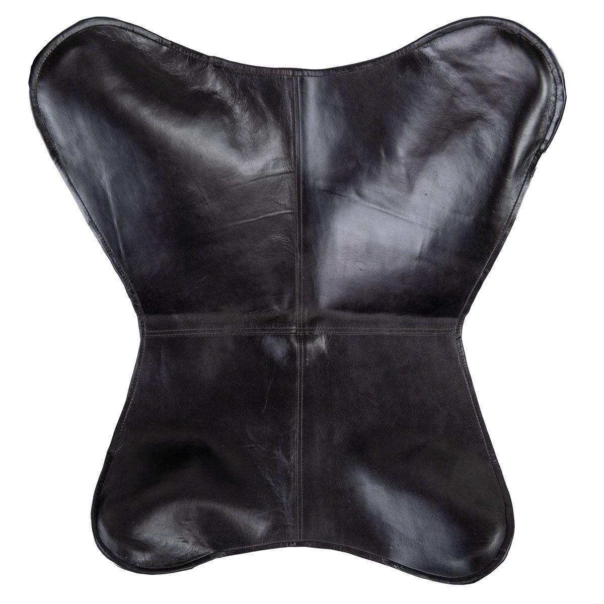 Silla mariposa de cuero negro-5