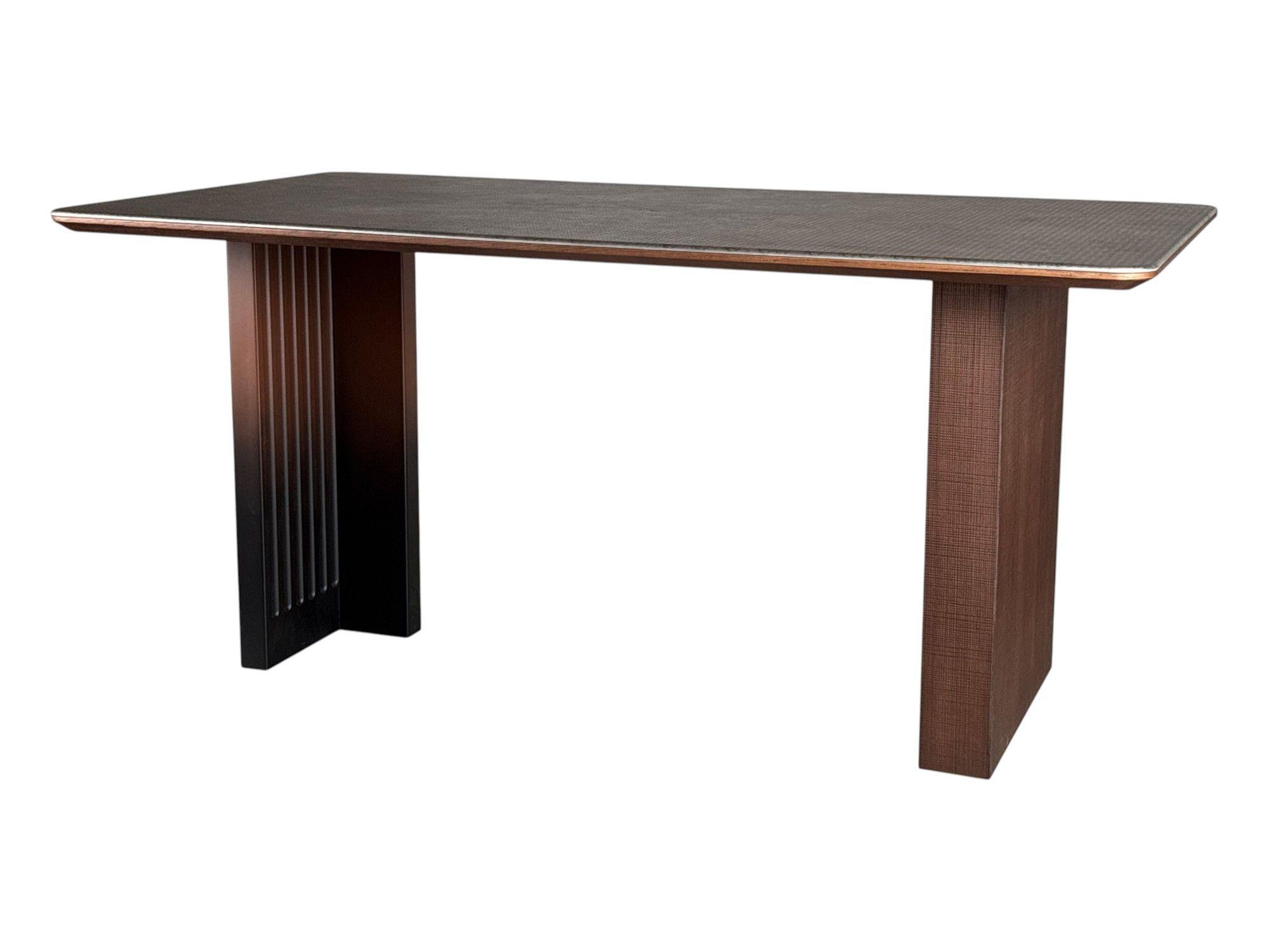 MESA DE COMEDOR VANGUARDIA EN PIEDRA MICROCRISTALINA Y MADERA DE ROBLE ROJO 160 85 75 CM-4