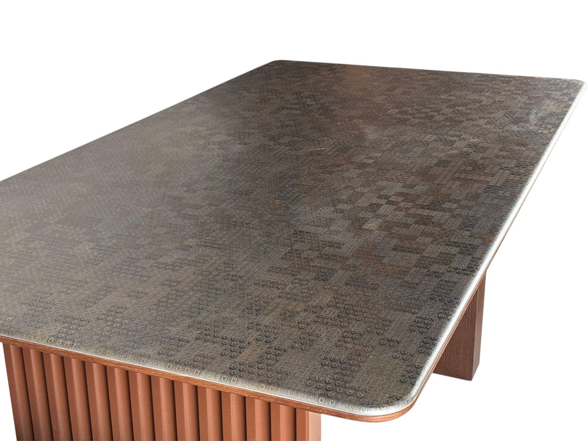 MESA DE COMEDOR VANGUARDIA EN PIEDRA MICROCRISTALINA Y MADERA DE ROBLE ROJO 160 85 75 CM-6