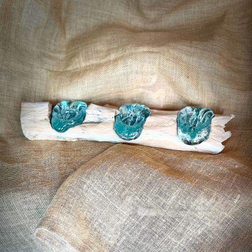 Candelabro Zagros Vidrio Y Tronco Natural Rústico Y Elegante 44x12x7 Cm - Velas No Incluidas-3