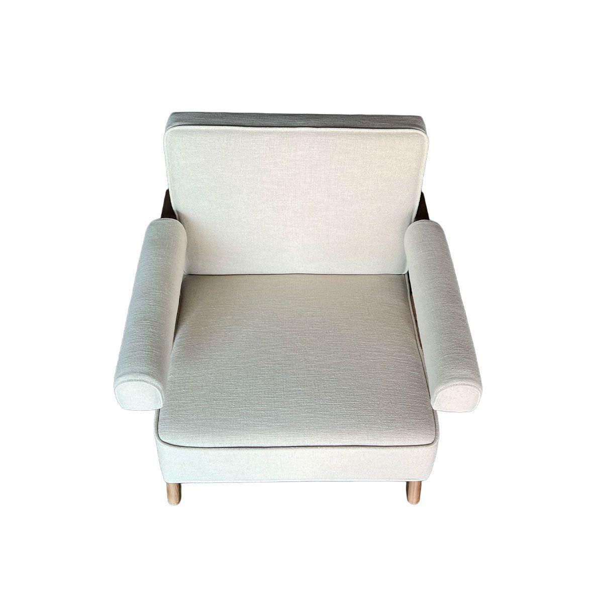 Poltrona Philadelfia Madera Fresno Walnut En Lino y Algodón Beige-2