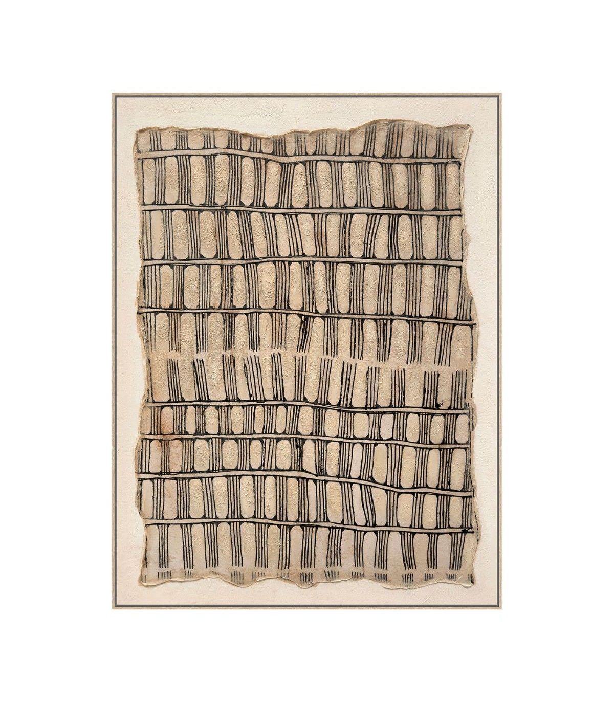 Cuadro Decorativo La Manta Canvas HD Pintado a Mano con Detalles en Textil Marco Natural 90x120 cm-0