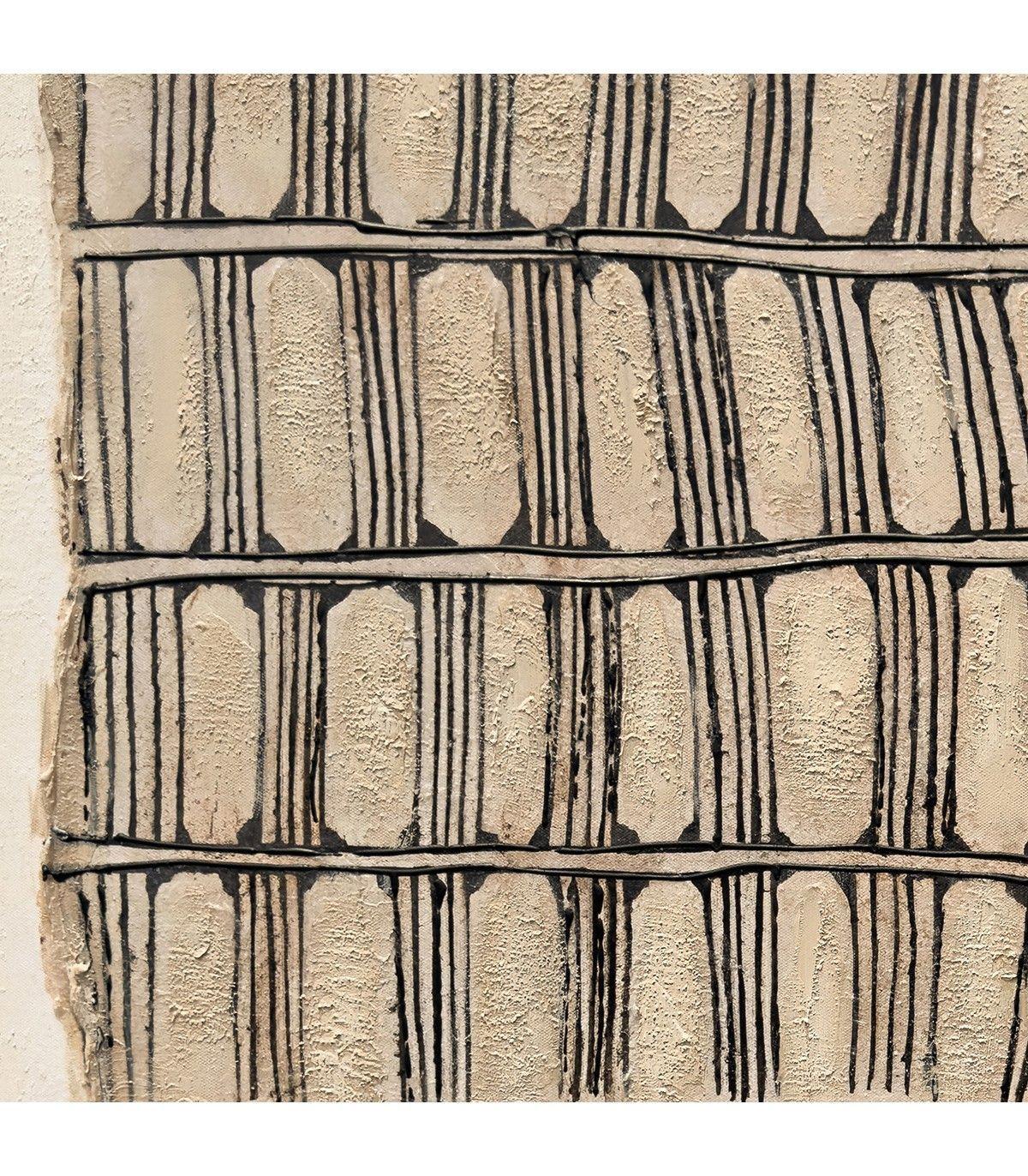 Cuadro Decorativo La Manta Canvas HD Pintado a Mano con Detalles en Textil Marco Natural 90x120 cm-3