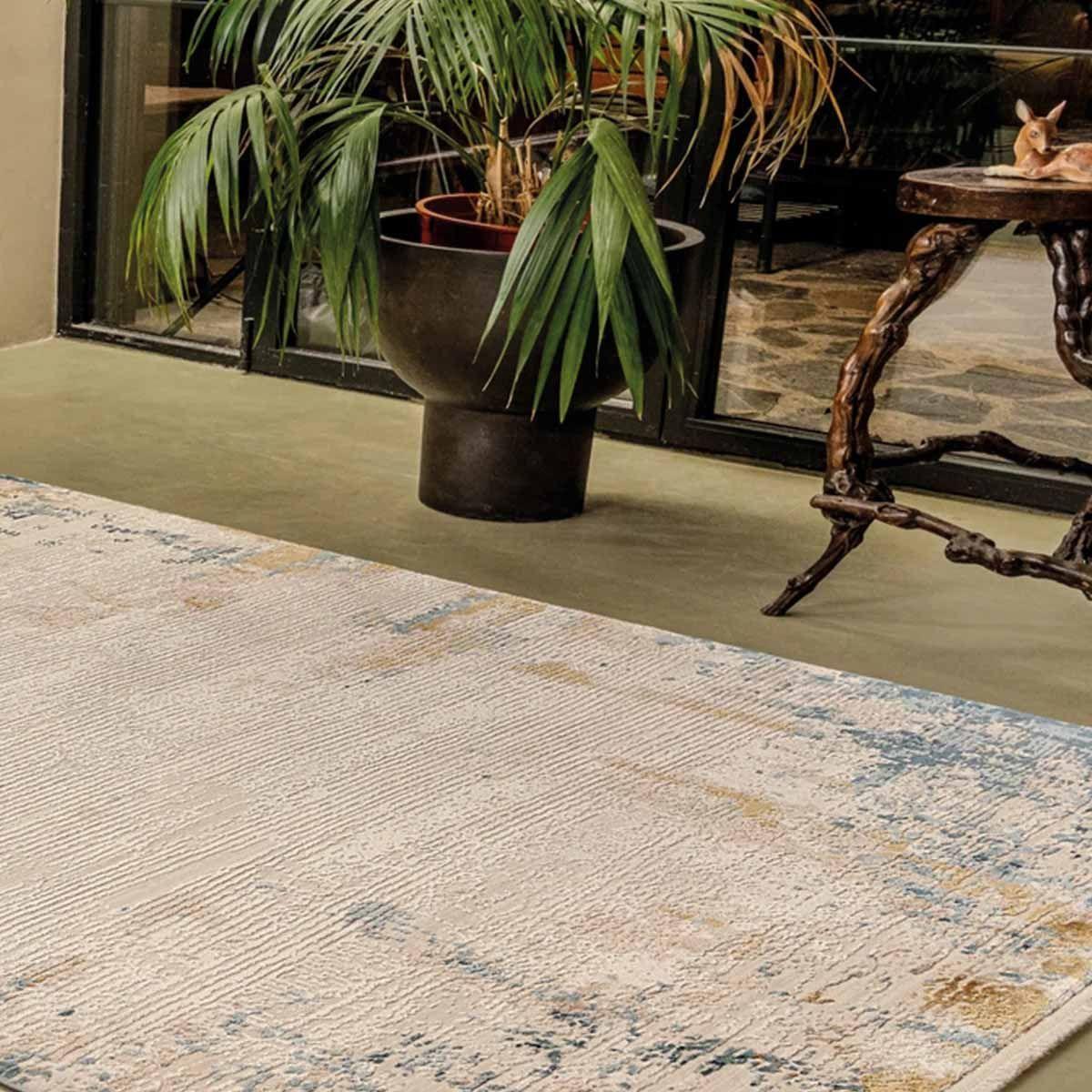 Alfombra Turca Perre015 Rectangular Poliéster Crema y Azul 200 x 290 cm-5