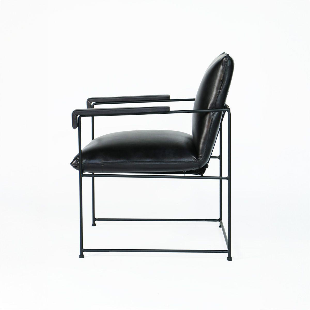 Sitial Borja de Cuero Natural Top Grain Negro 58x69x84 cm-2