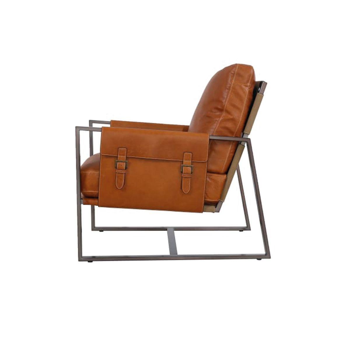 Poltrona Armando Cuero Caramelo Estructura Metálica aged iron 65x86×85 cm.-3