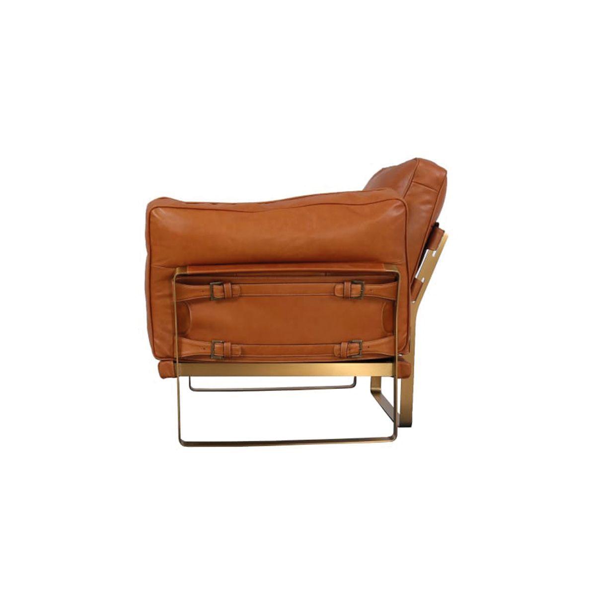 Sillón Briston 1 Cuerpo en Cuero Caramelo con Estructura Acero 97×88×82 cm.-3