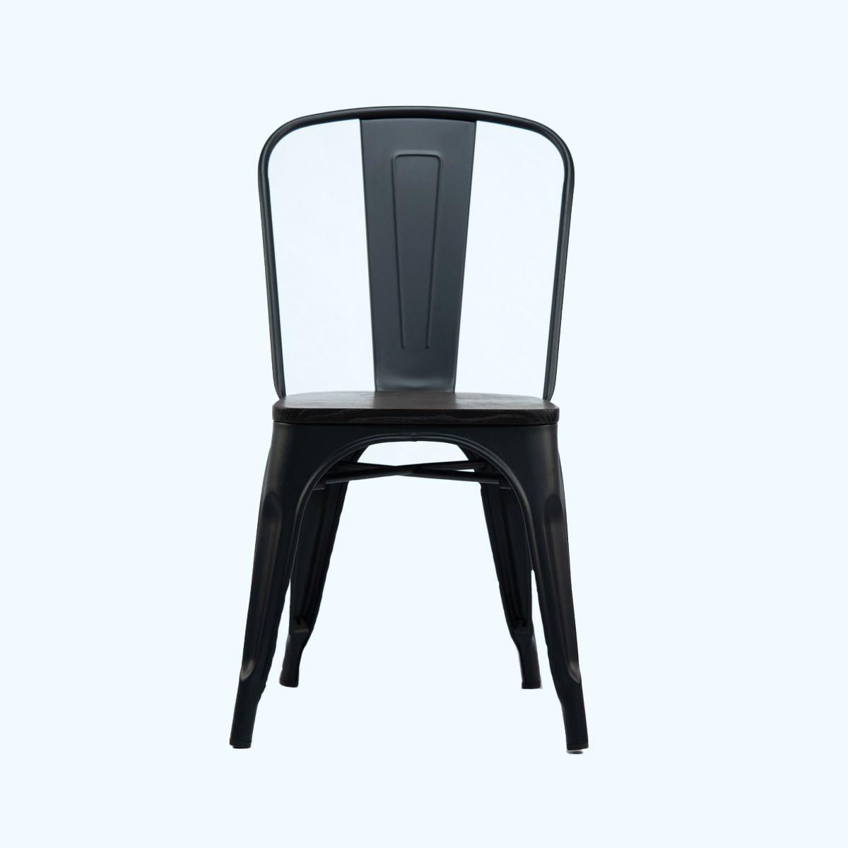 Silla Tolix Negra Con Asiento De Madera-2
