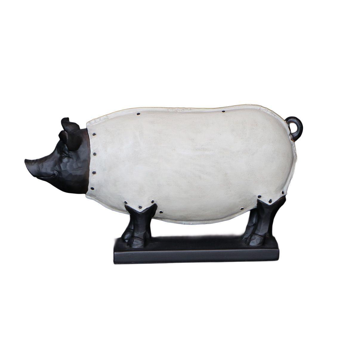 ADORNO CERDO PINKY POLIRESINA BLANCO 36 x 9,5 x 20 CM-2