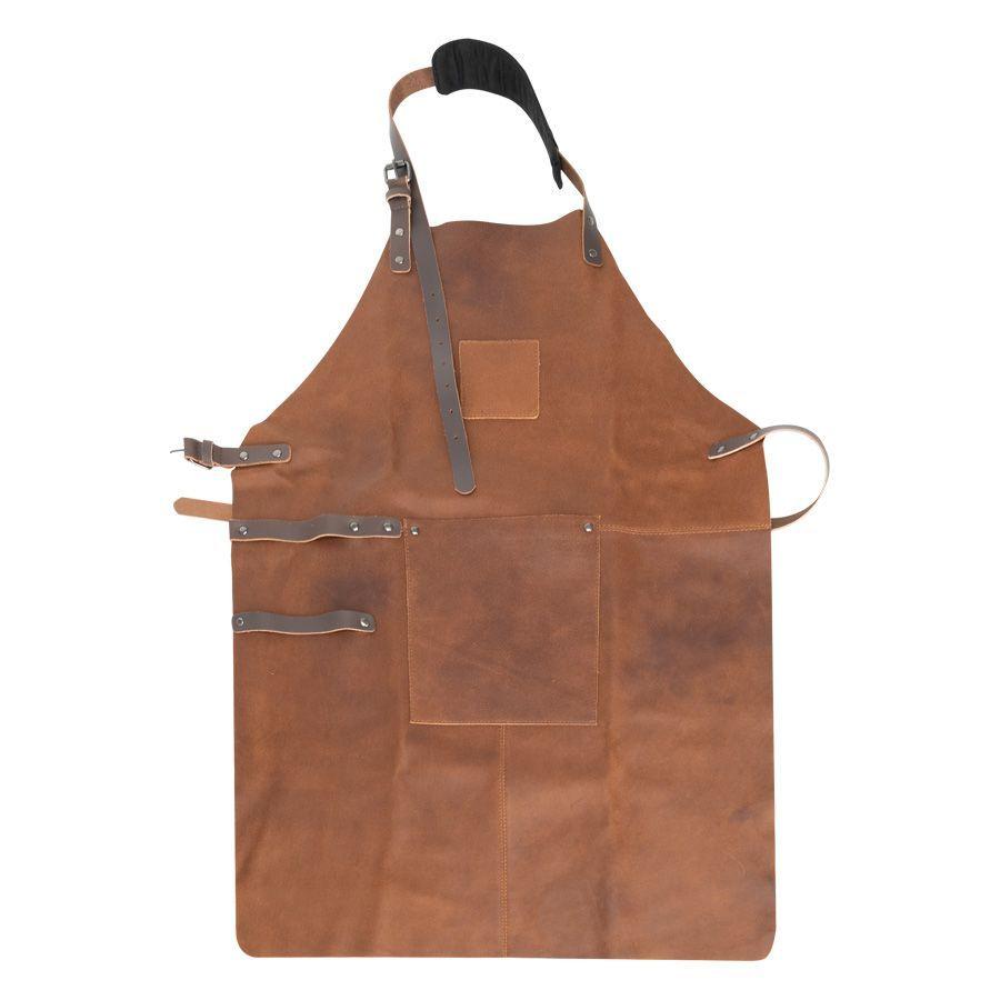Set Parrillero Premium en Cuero Cognac con Mitón y Tenazas-4