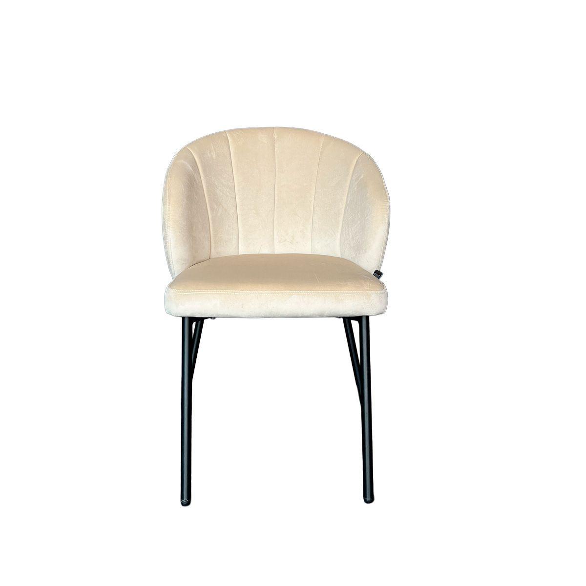 Silla William Tela Beige Estructura Met lica Negra-2