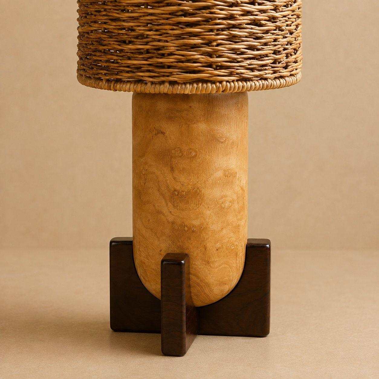L mpara de Sobremesa Vima 30x77 cm en Madera de Teca-1
