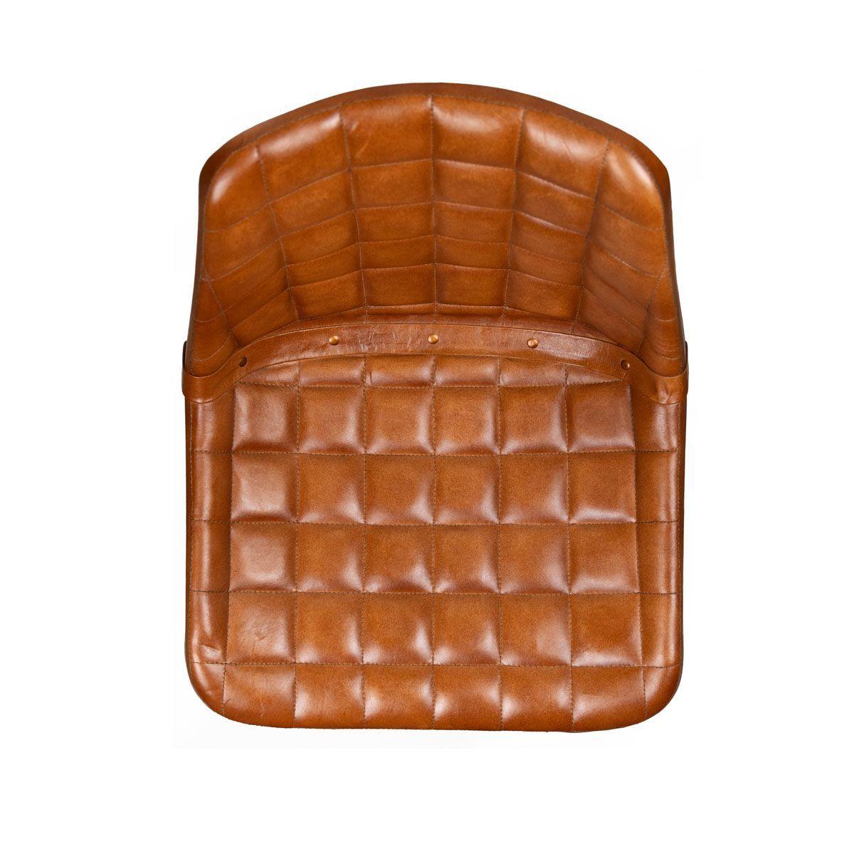 Silla de cuero natural caramelo Coimbra-4
