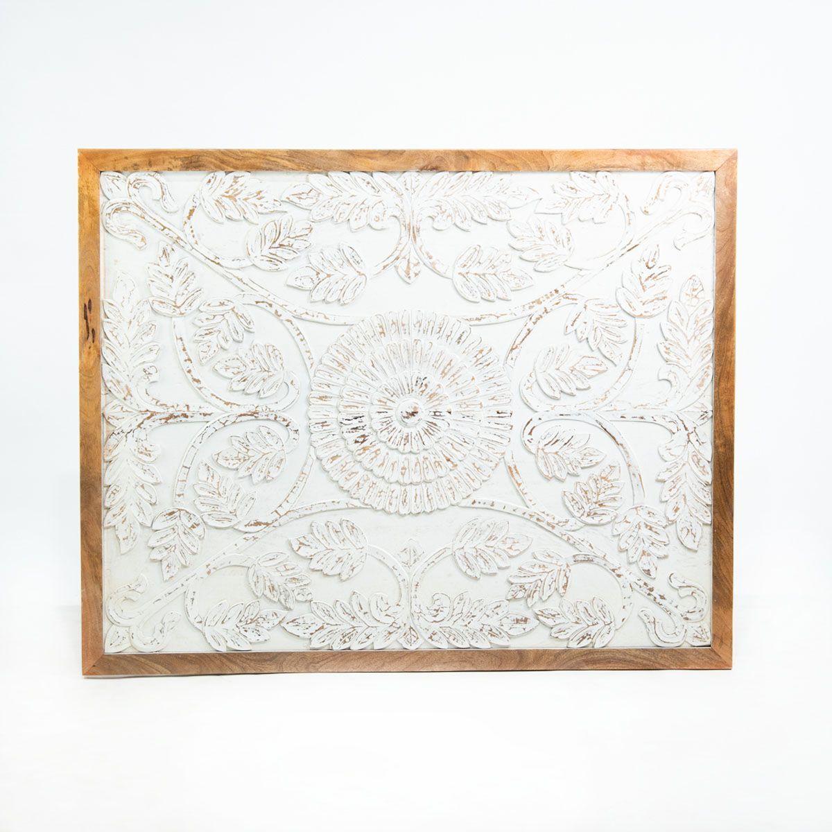 Panel Respaldo Tallado En Blanco De 150 cm-0