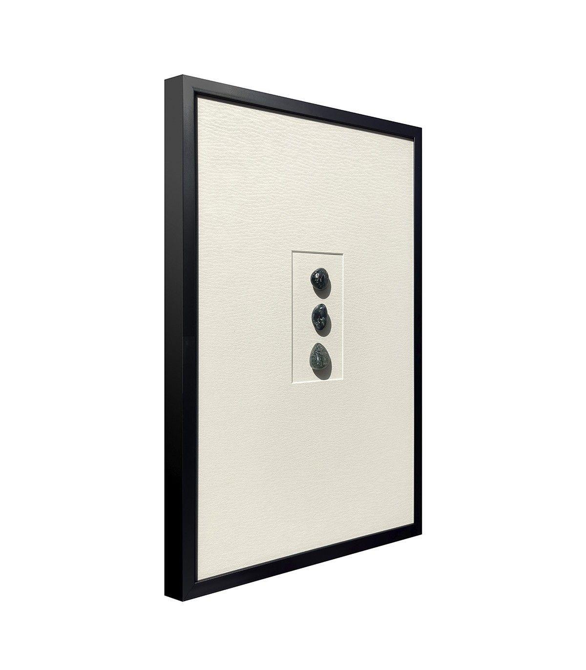 Cuadro Decorativo Las Piedras Negras Fondo Blanco Marco Negro 46x64 cm-2