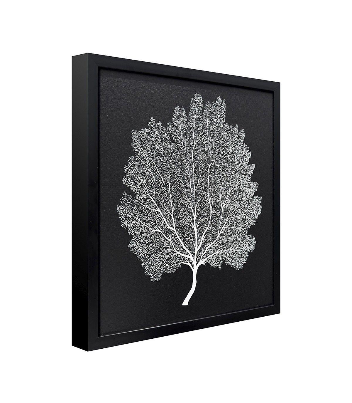 Cuadro Decorativo La Hoja | Pintado a Mano sobre Canvas Marco en Madera negra 45 x 45 cm-2