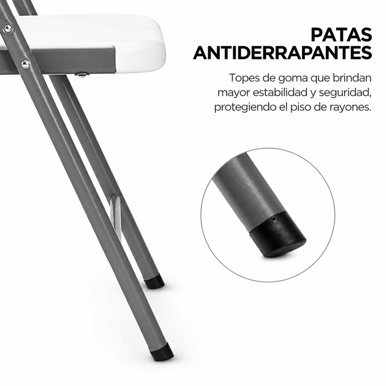 Set 4 Sillas Plegables para Eventos Blanca HDPE Reforzada con Estructura de Acero-3