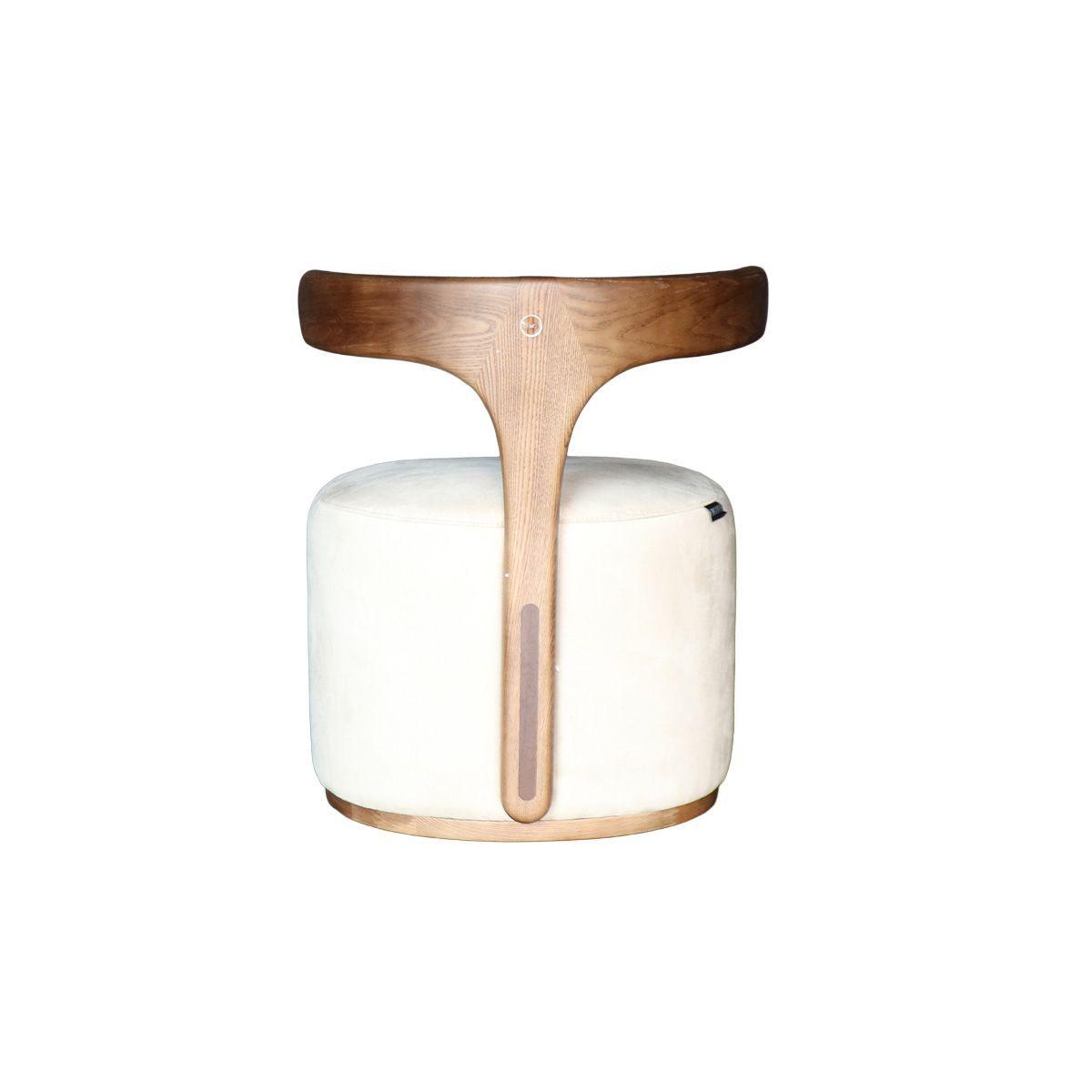 Silla Almodovar Tela Velvet Beige Madera Fresno Walnut 55x51x63 cm-4