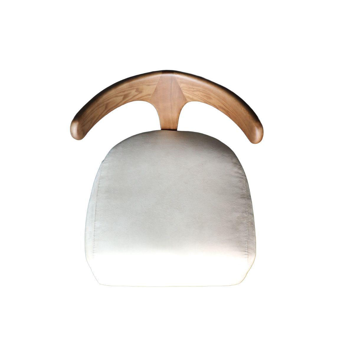 Silla Almodovar Tela Velvet Beige Madera Fresno Walnut 55x51x63 cm-5